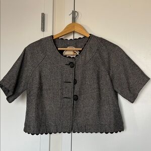 Nick and Mo - Black Tweed herringbone Cropped Blazer